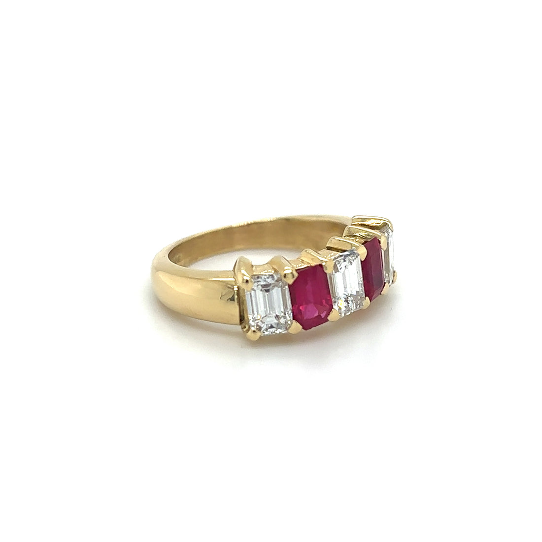 18ct Yellow Gold Ruby and Diamond Five Stone Ring