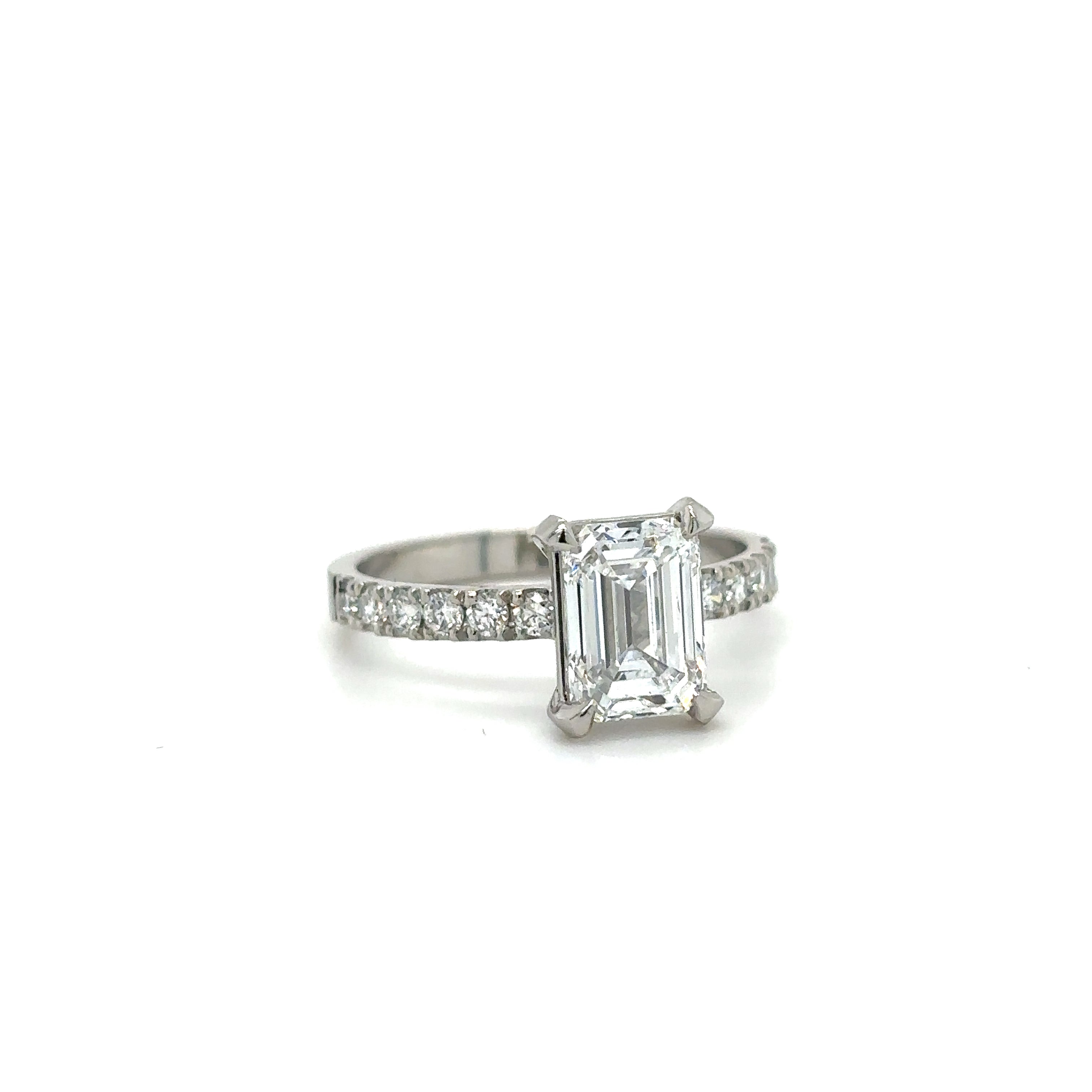 Platinum 1.50ct Emerald Cut Lab Grown Diamond Ring