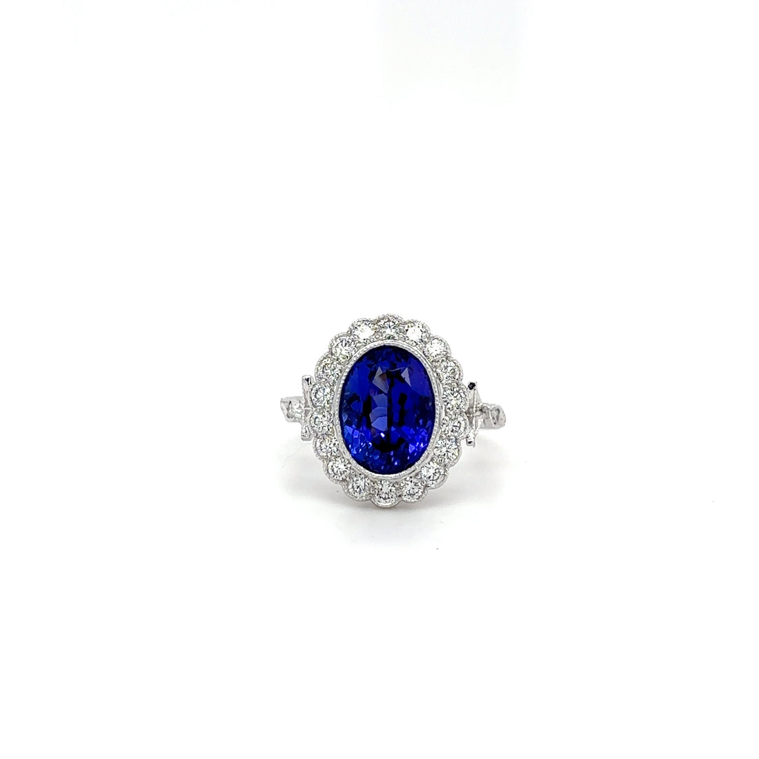 18ct White Gold 3.68ct Tanzanite And Diamond Cluster Ring