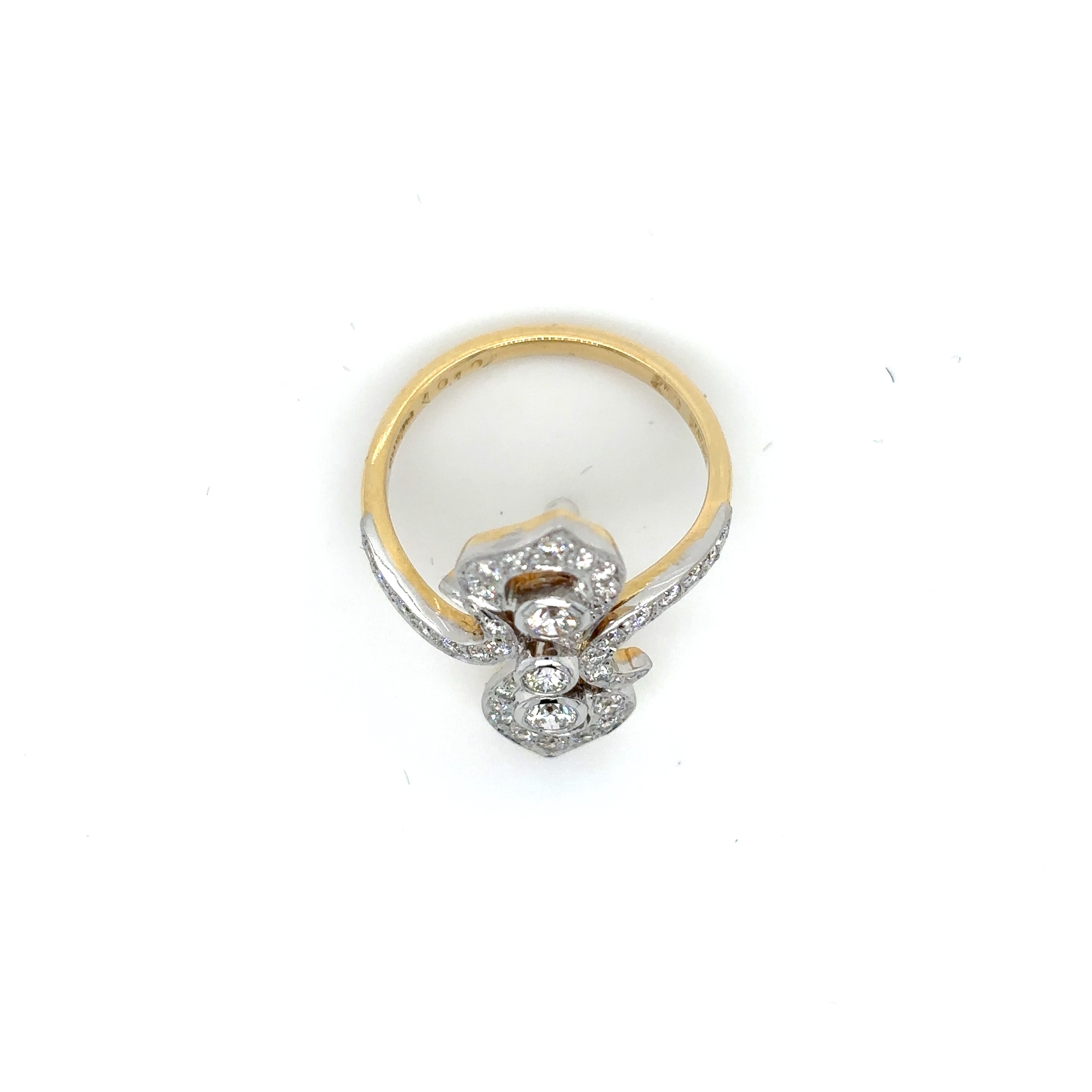 18ct Yellow Gold And Platinum 0.70ct Fancy Art Deco Style Diamond Cluster Ring