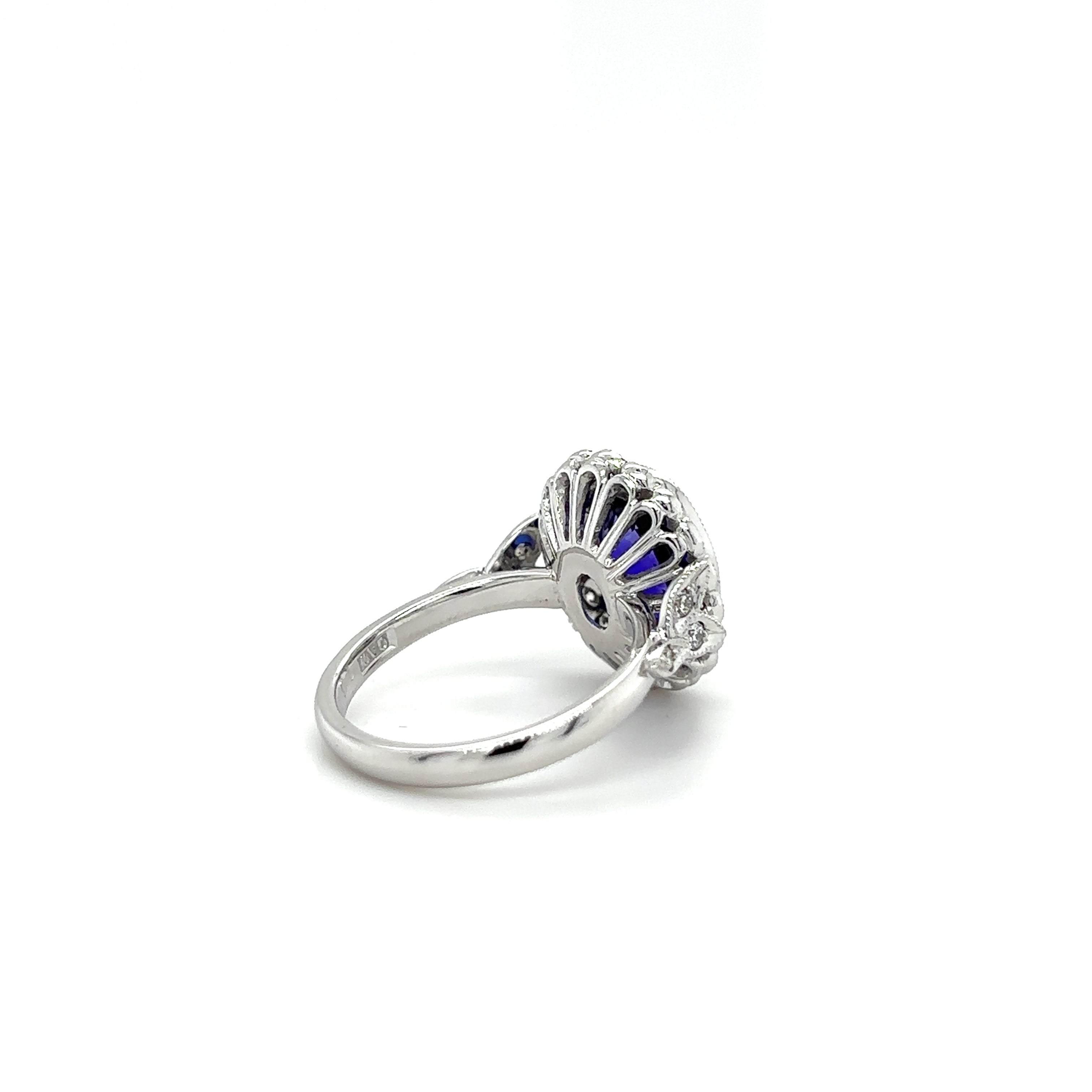 18ct White Gold 3.68ct Tanzanite And Diamond Cluster Ring