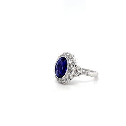 18ct White Gold 3.68ct Tanzanite And Diamond Cluster Ring