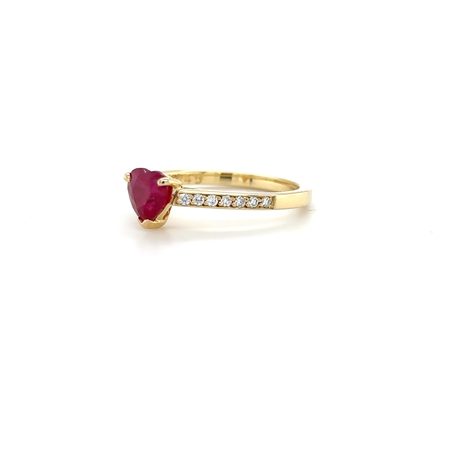 18ct White Gold 0.90ct Heart Cut Ruby And Diamond Ring