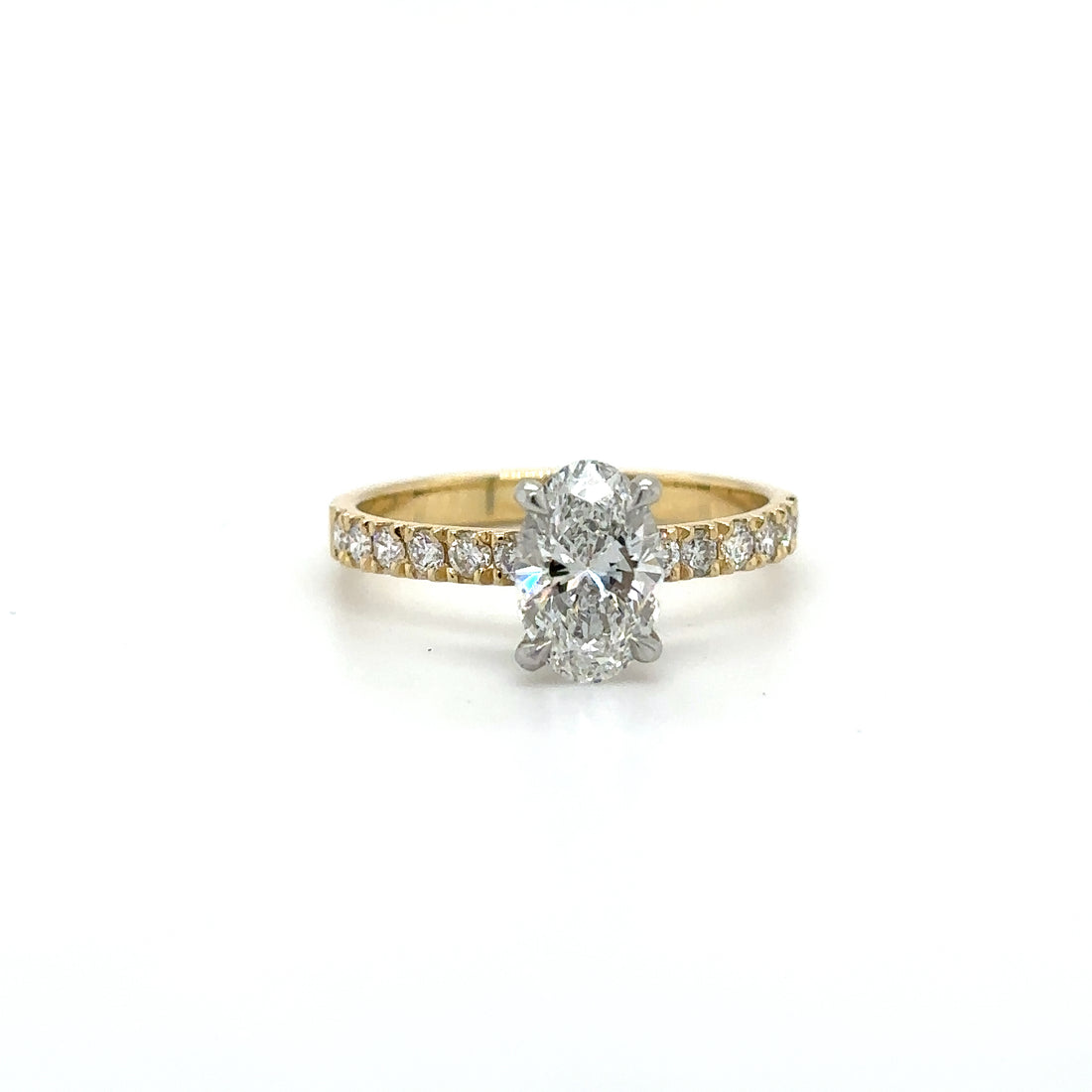 18ct Yellow Gold and Platinum 1.00ct Oval Cut Lab Grown Diamond Ring