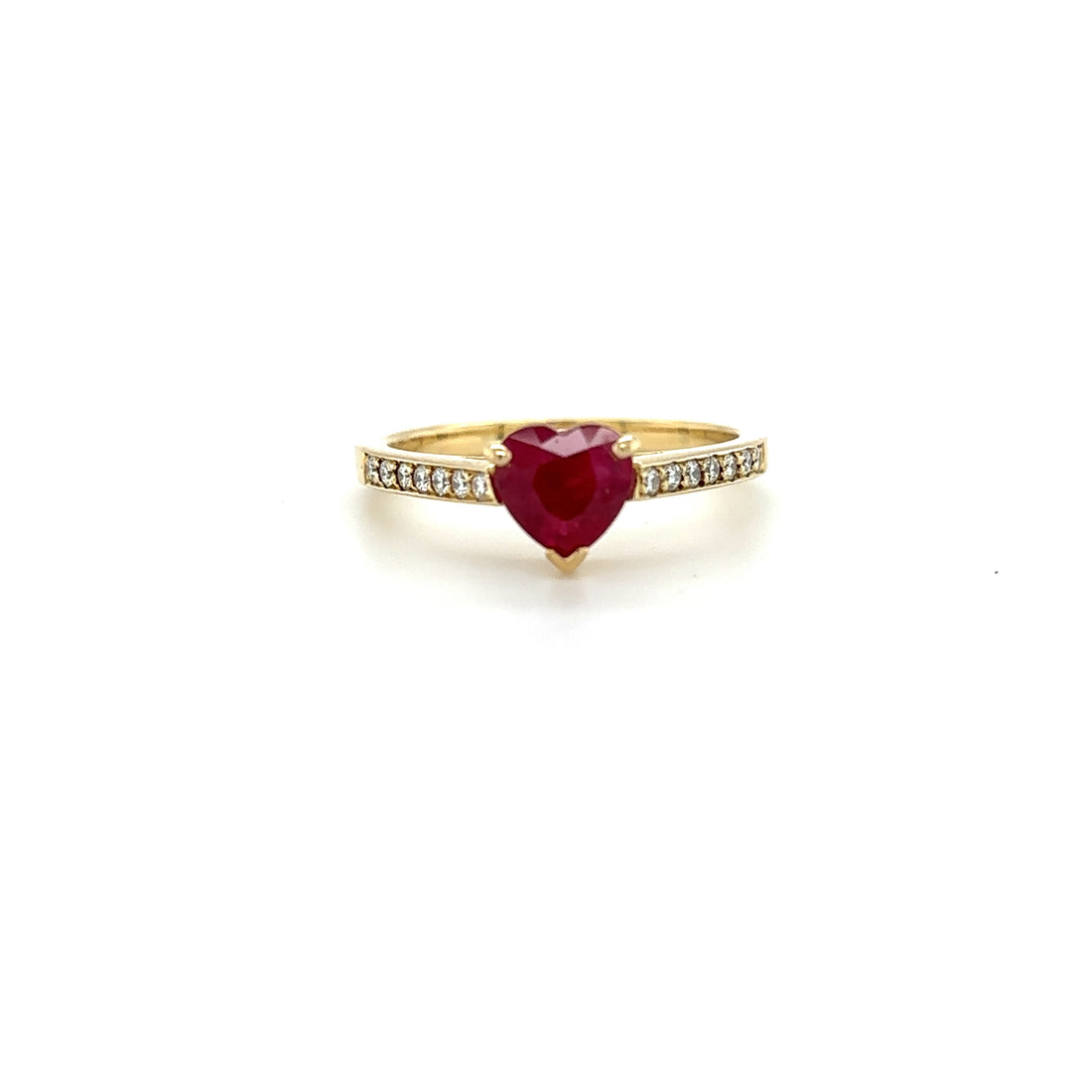 18ct White Gold 0.90ct Heart Cut Ruby And Diamond Ring