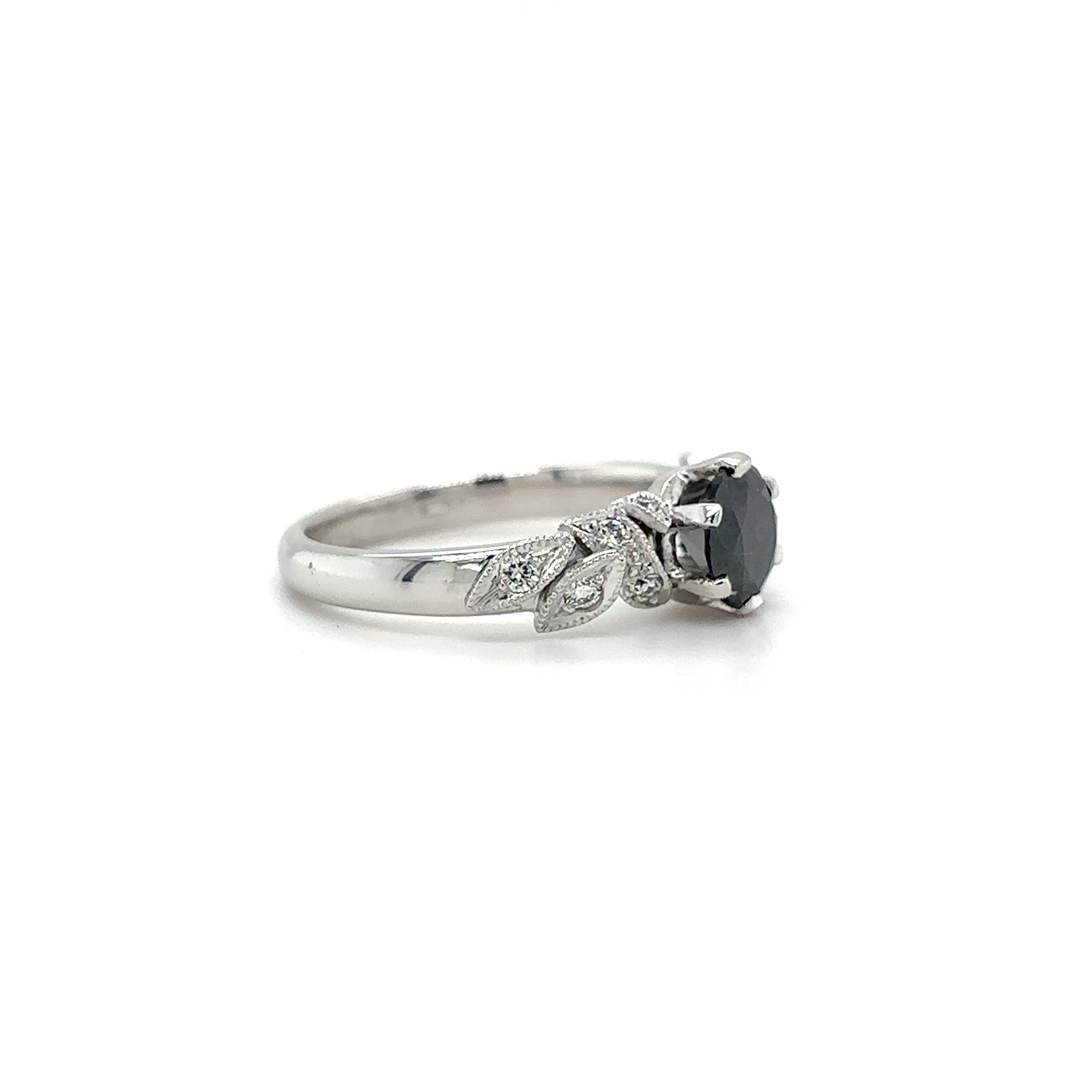 18ct White Gold 1.04ct Round Black Diamond Ring