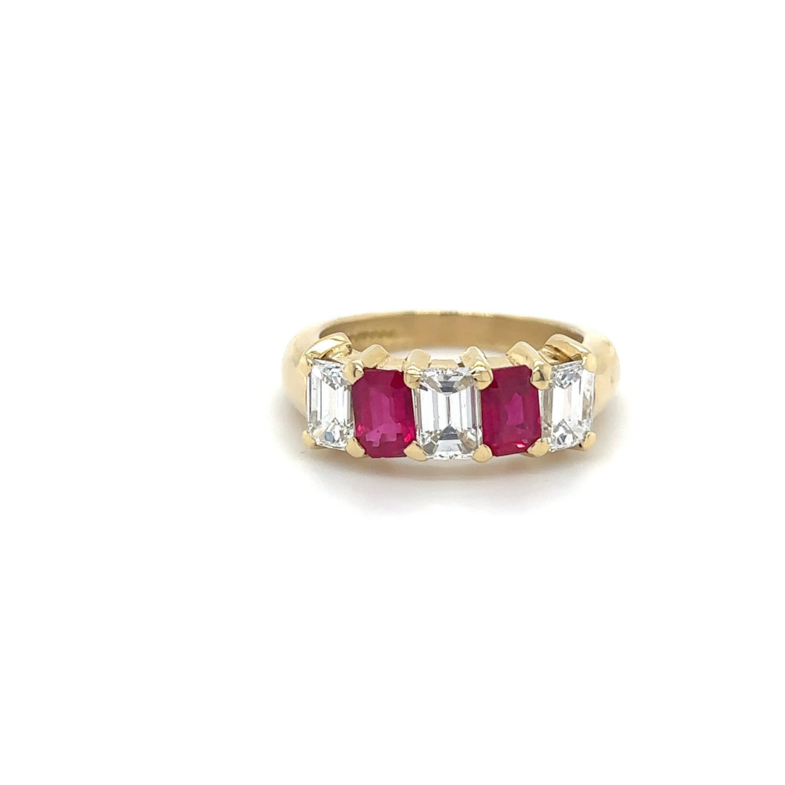 18ct Yellow Gold Ruby and Diamond Five Stone Ring