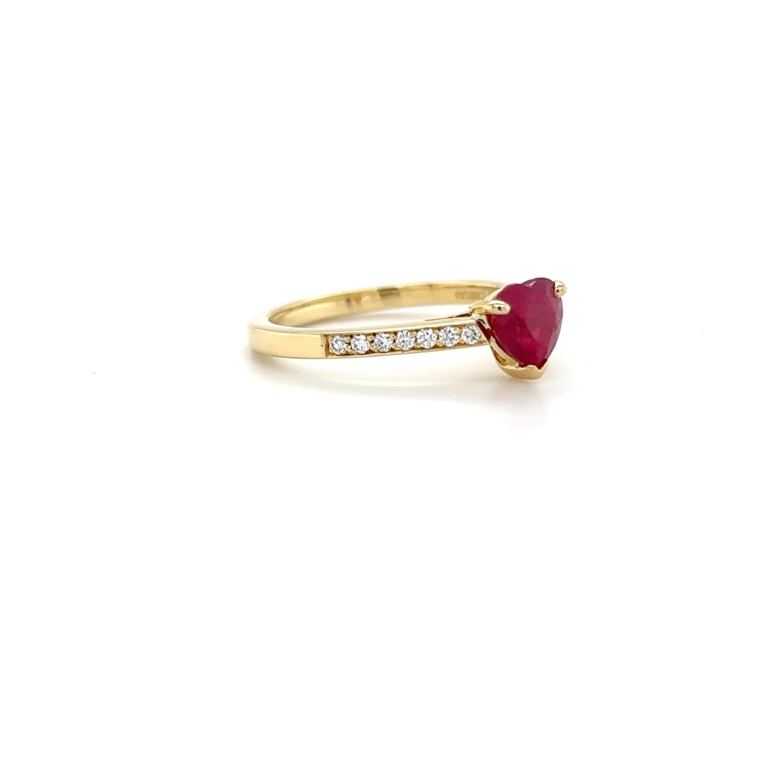 18ct White Gold 0.90ct Heart Cut Ruby And Diamond Ring