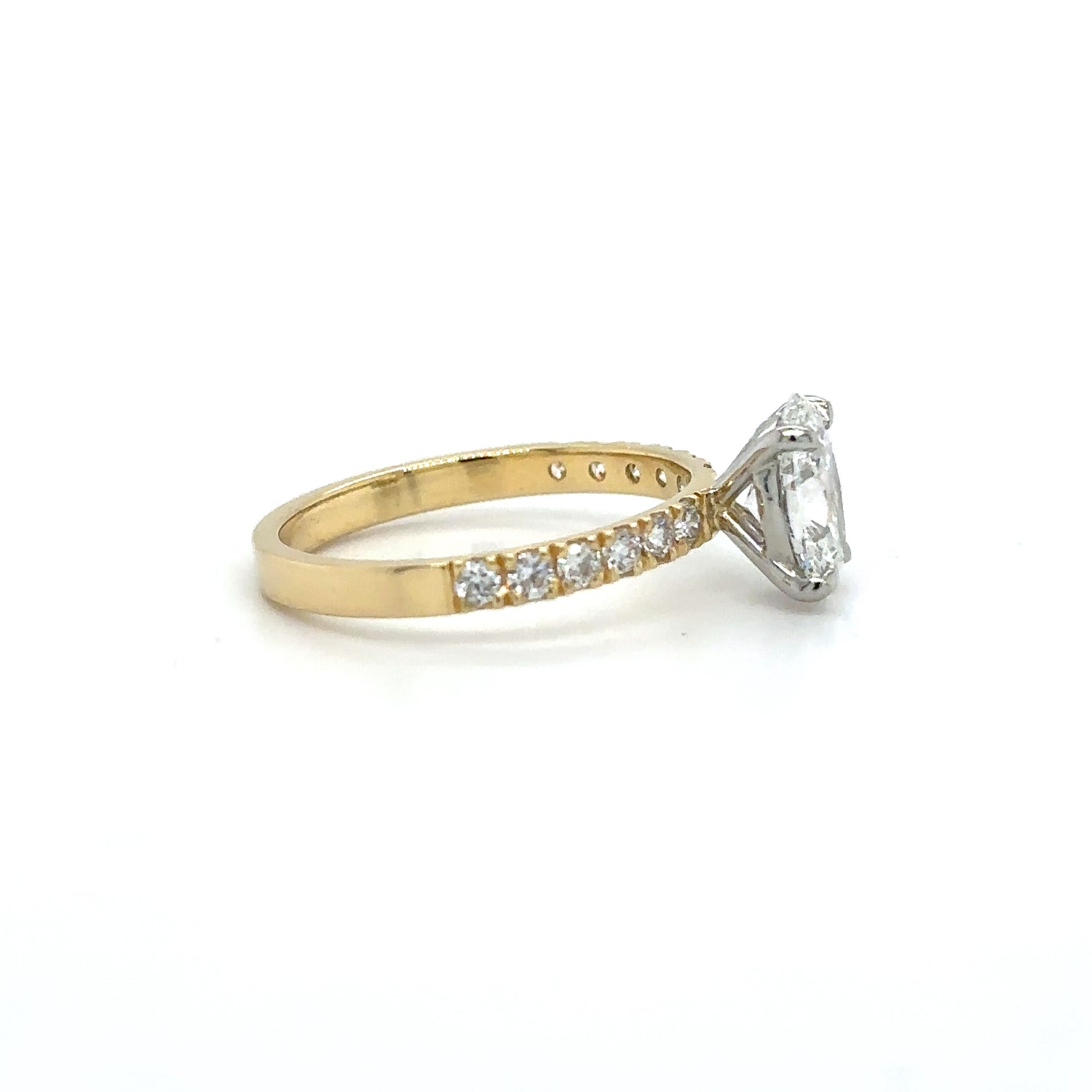 18ct Yellow Gold and Platinum 1.00ct Oval Cut Lab Grown Diamond Ring