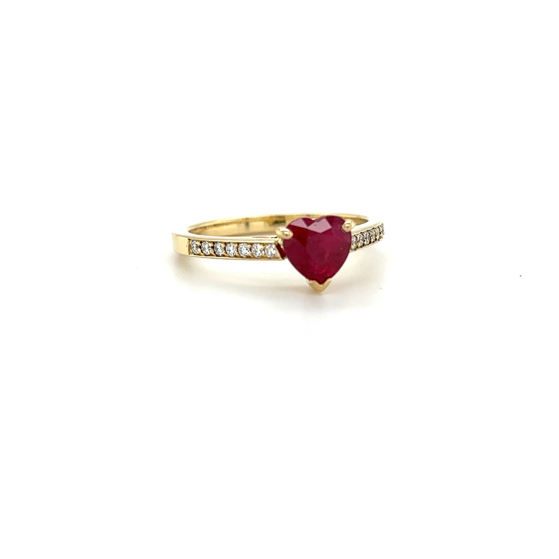 18ct White Gold 0.90ct Heart Cut Ruby And Diamond Ring