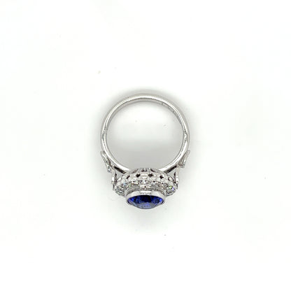 18ct White Gold 3.68ct Tanzanite And Diamond Cluster Ring