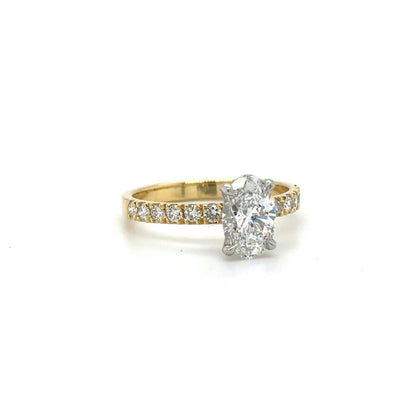 18ct Yellow Gold and Platinum 1.00ct Oval Cut Lab Grown Diamond Ring