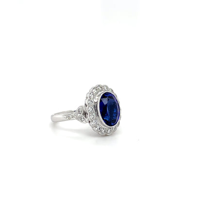 18ct White Gold 3.68ct Tanzanite And Diamond Cluster Ring