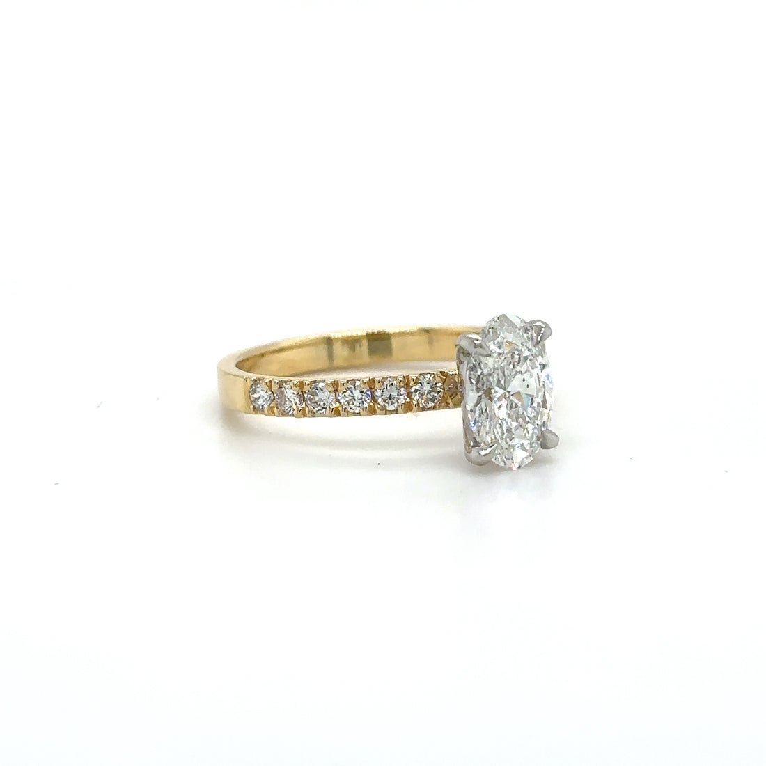 18ct Yellow Gold and Platinum 1.00ct Oval Cut Lab Grown Diamond Ring