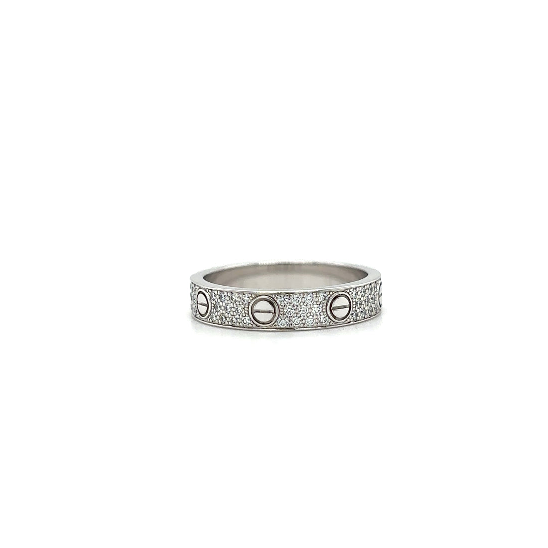Cartier 18ct White Gold Love Wedding Band Diamond Paved Ring