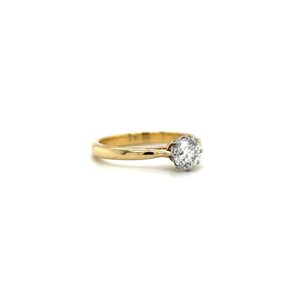 18ct Yellow Gold And Platinum 0.66ct Brilliant Cut Diamond Solitaire Ring