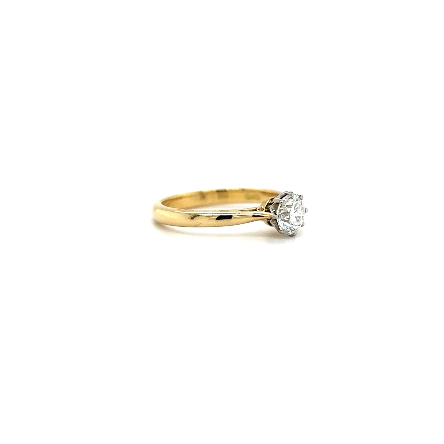 18ct Yellow Gold And Platinum 0.66ct Brilliant Cut Diamond Solitaire Ring