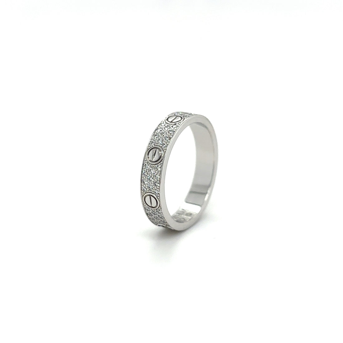 Cartier 18ct White Gold Love Wedding Band Diamond Paved Ring
