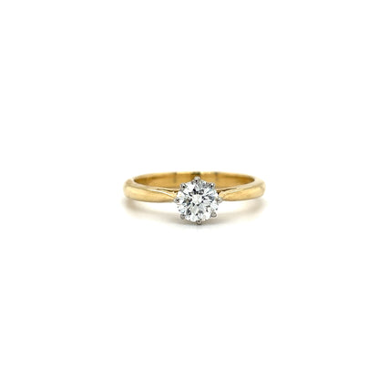 18ct Yellow Gold And Platinum 0.66ct Brilliant Cut Diamond Solitaire Ring