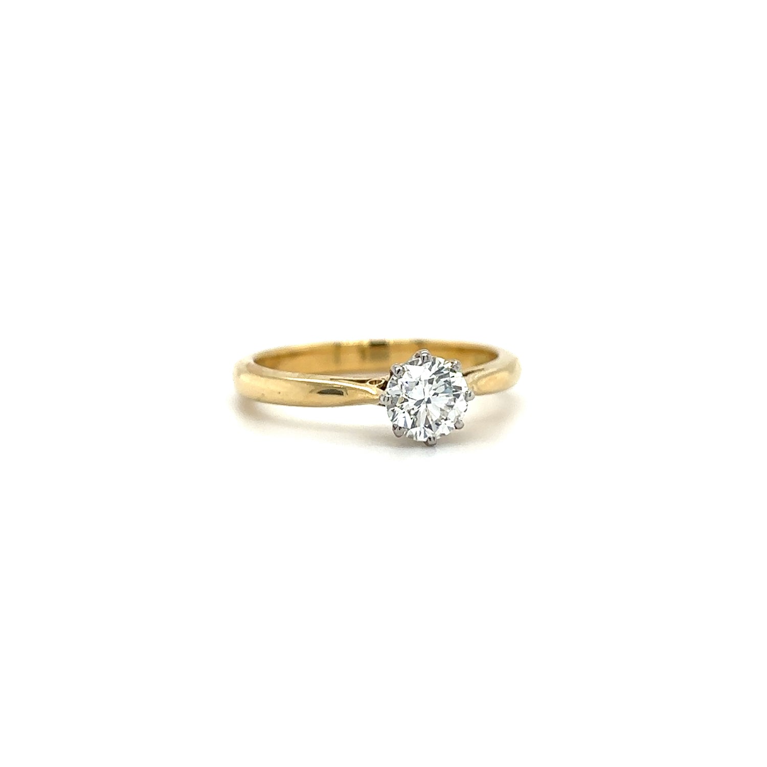 18ct Yellow Gold And Platinum 0.66ct Brilliant Cut Diamond Solitaire Ring