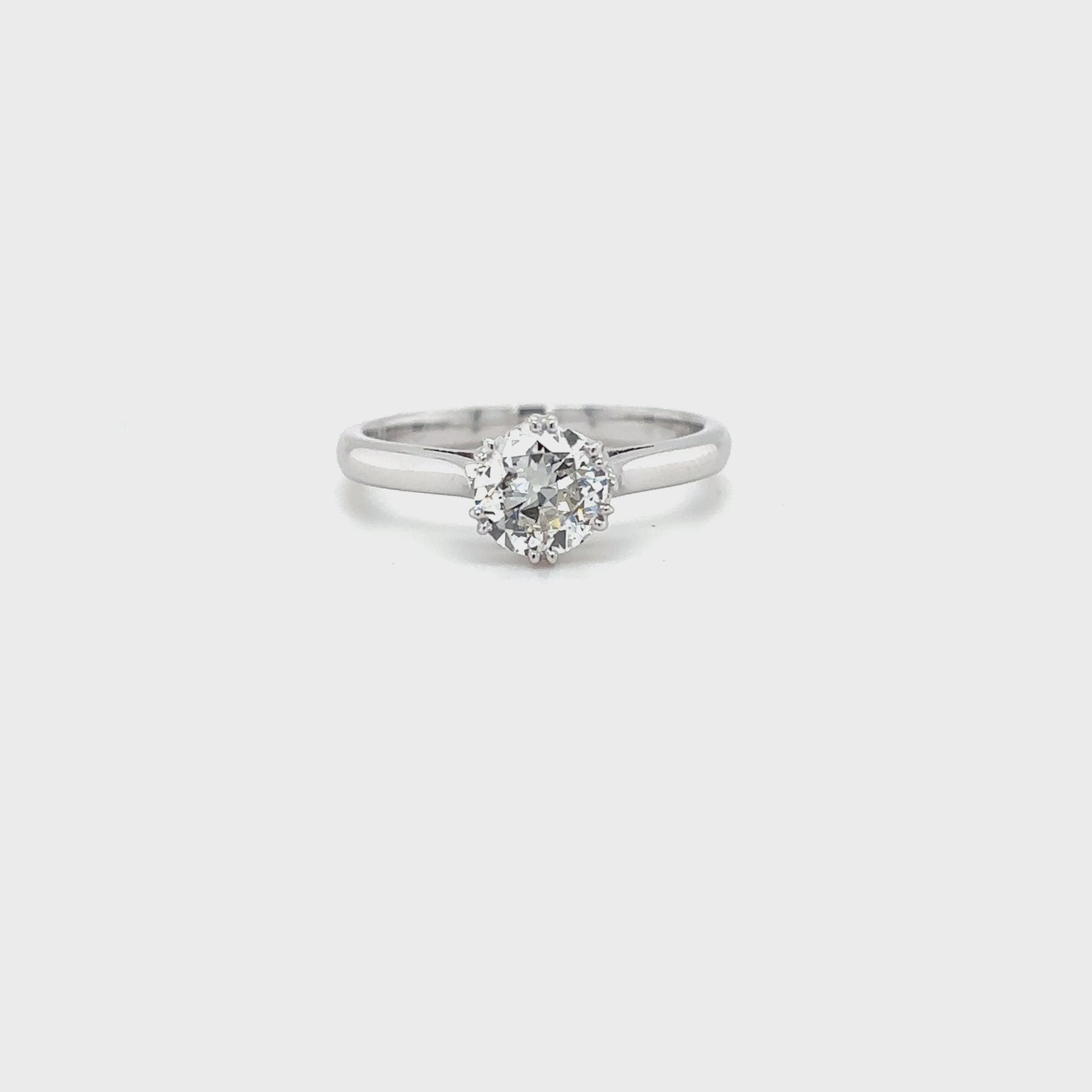 Platinum 0.74ct Old Cut Diamond Solitaire Ring