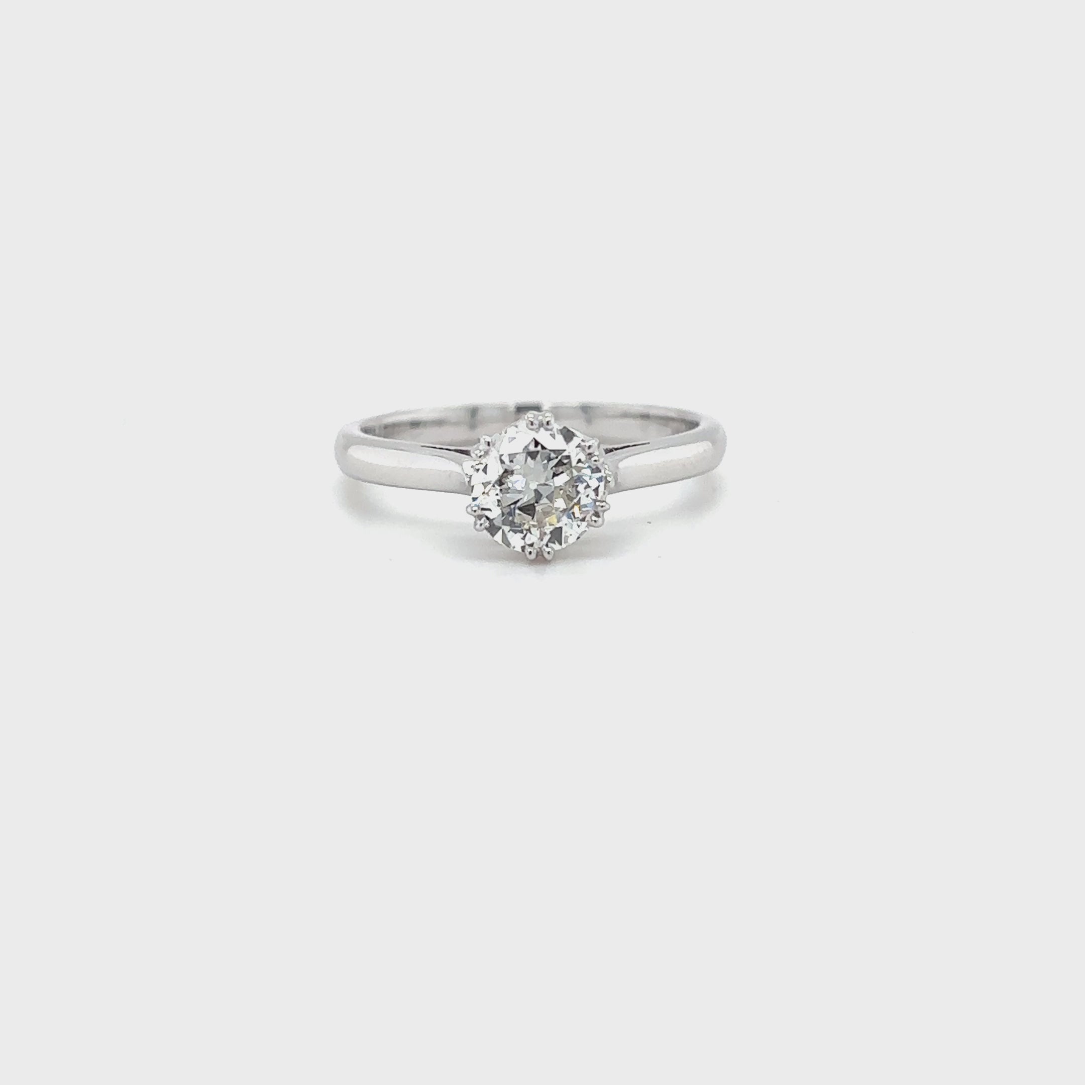 Platinum 0.74ct Old Cut Diamond Solitaire Ring