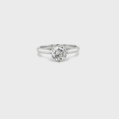 Platinum 0.74ct Old Cut Diamond Solitaire Ring