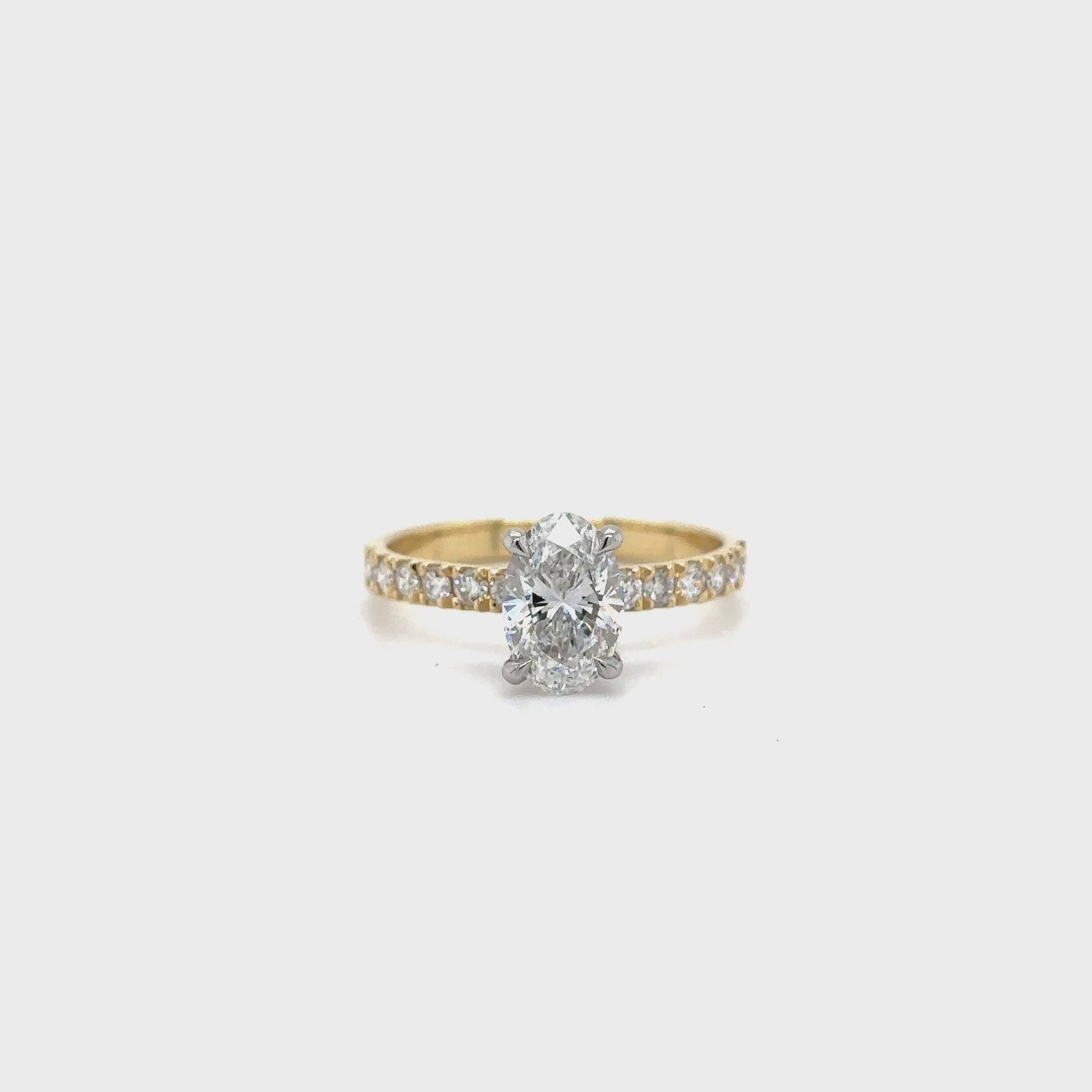 18ct Yellow Gold and Platinum 1.00ct Oval Cut Lab Grown Diamond Ring