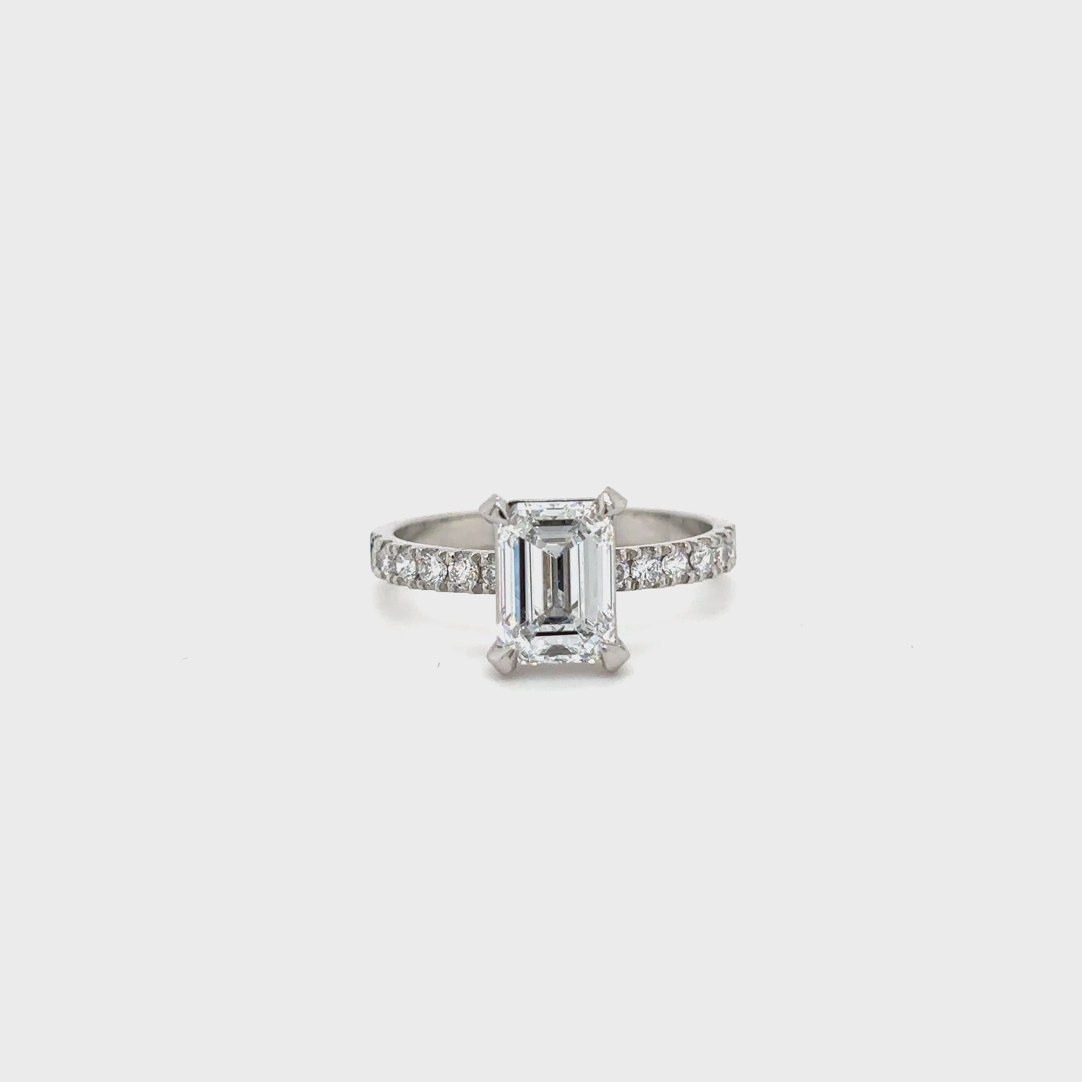 Platinum 1.50ct Emerald Cut Lab Grown Diamond Ring