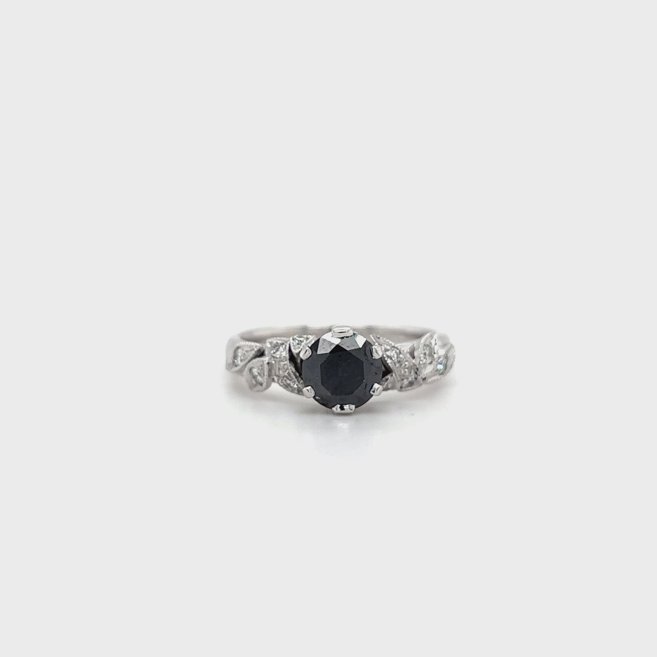 18ct White Gold 1.04ct Round Black Diamond Ring